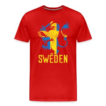 Schweden Wappen - Männer Premium Bio T-Shirt - Rot - Vorne - Damien (186cm)