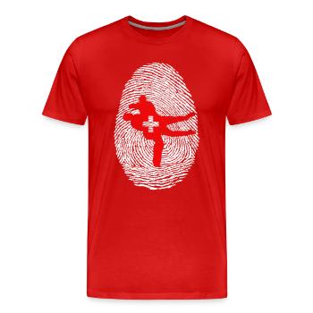 Schwingen Schweiz - Männer Premium Bio T-Shirt - Rot - Vorne - Damien (186cm)