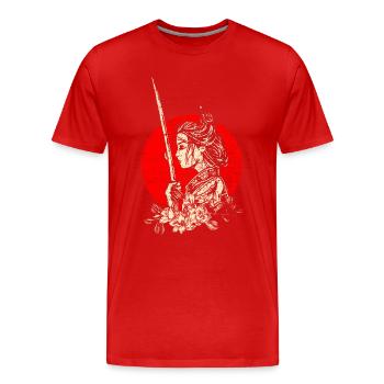 Guerrier japonais - T-shirt bio Premium Homme - rouge - Devant - Damien (186cm)