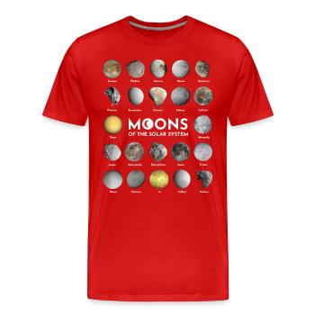 Lunes du système solaire - T-shirt bio Premium Homme - rouge - Devant - Damien (186cm)