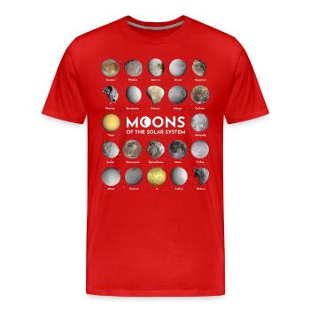 Lunes du système solaire - T-shirt bio Premium Homme - rouge - Devant - Damien (186cm)