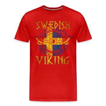 Schwedischer Wikinger - Männer Premium Bio T-Shirt - Rot - Vorne - Damien (186cm)