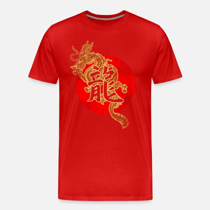 Chinesischer Drache - Männer Premium Bio T-Shirt - Rot