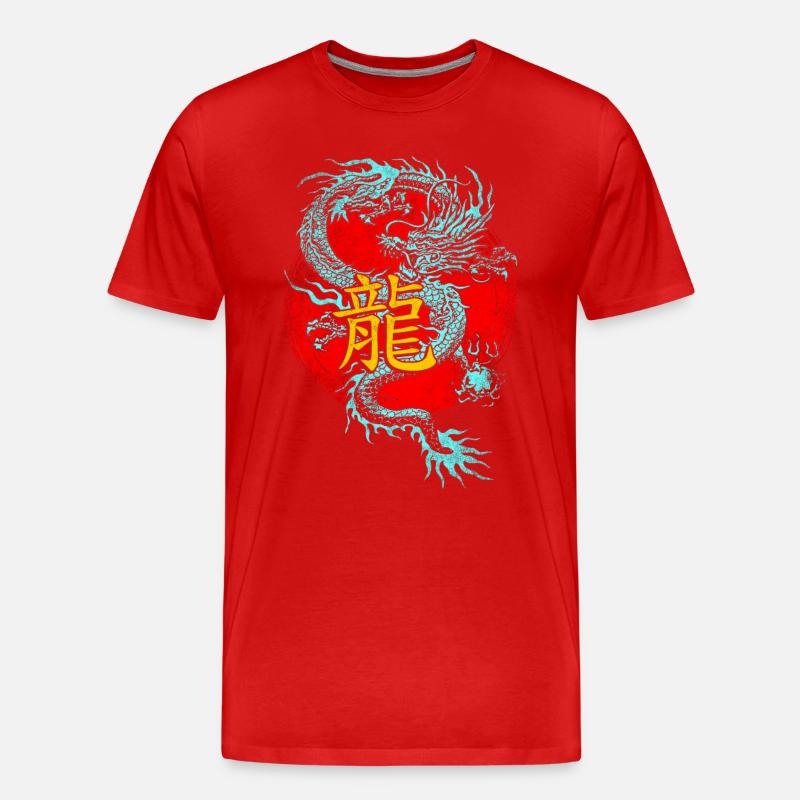 Chinesischer Drache - Männer Premium Bio T-Shirt - Rot