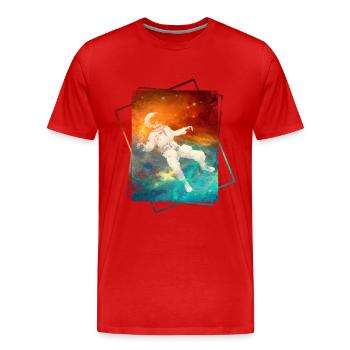 Astronaut im Weltraum - Männer Premium Bio T-Shirt - Rot - Vorne - Damien (186cm)