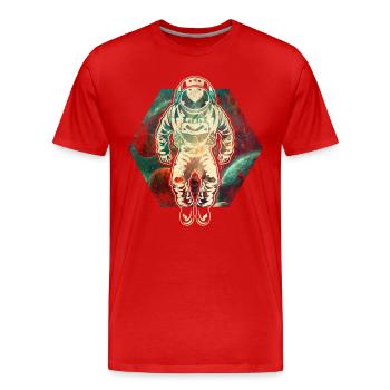 Astronaute dans l’espace - T-shirt bio Premium Homme - rouge - Devant - Damien (186cm)