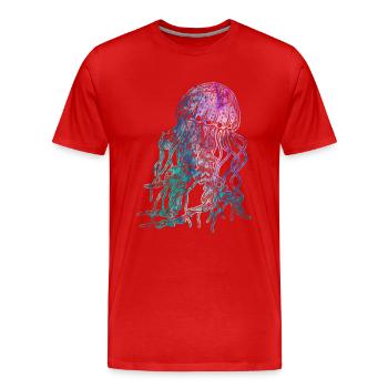 Méduse - T-shirt bio Premium Homme - rouge - Devant - Damien (186cm)