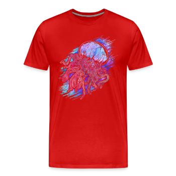 Méduse - T-shirt bio Premium Homme - rouge - Devant - Damien (186cm)