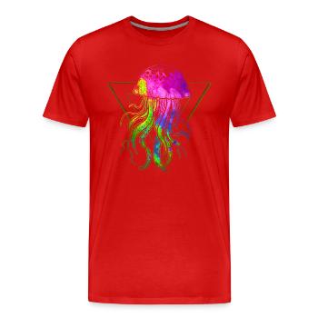 Bunte Qualle - Männer Premium Bio T-Shirt - Rot - Vorne - Damien (186cm)