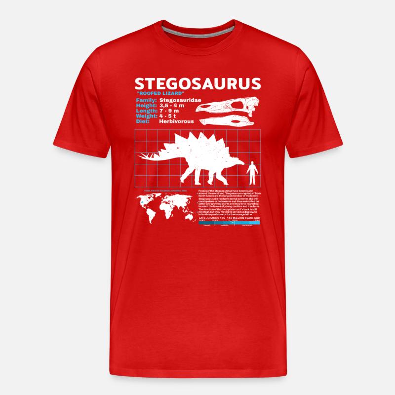 Stegosaurus Datenblatt - Männer Premium Bio T-Shirt - Rot