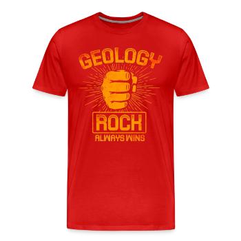 Geologie - Fels gewinnt immer - Männer Premium Bio T-Shirt - Rot - Vorne - Damien (186cm)