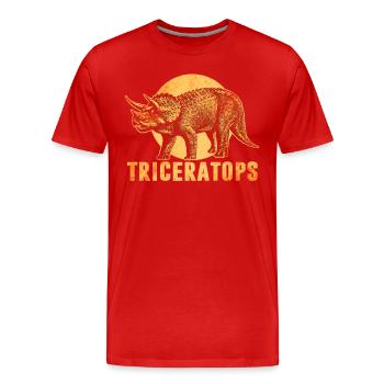 Tricératops Dinosaures - T-shirt bio Premium Homme - rouge - Devant - Damien (186cm)