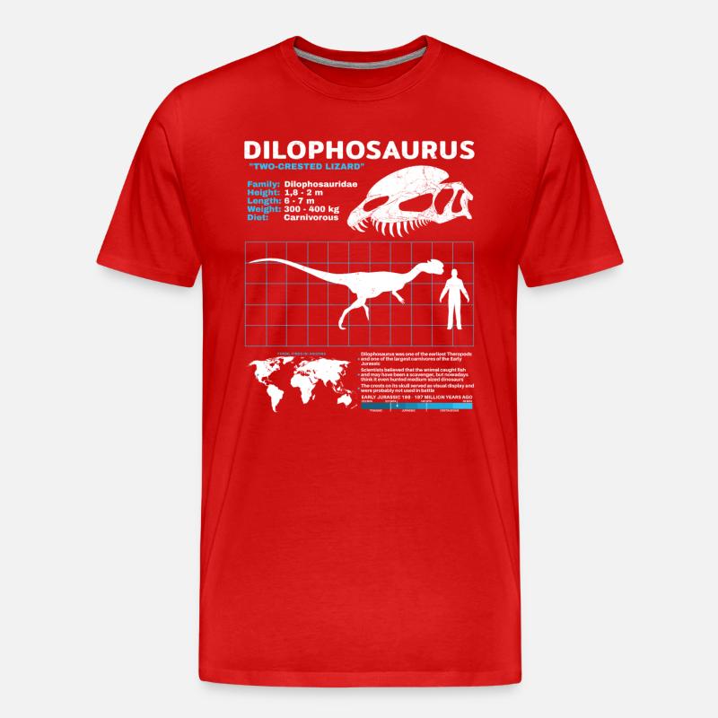 Dilophosaurus Datenblatt - Männer Premium Bio T-Shirt - Rot