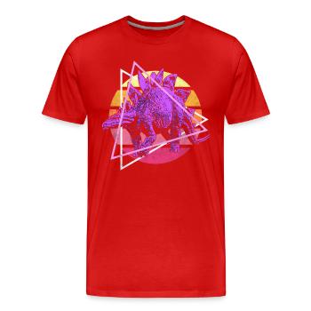 Dinosaures Vaporwave Stegosaurus - T-shirt bio Premium Homme - rouge - Devant - Damien (186cm)
