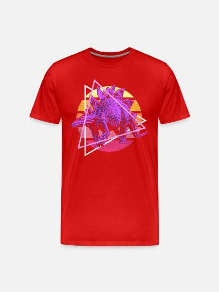 Vaporwave Stegosaurus Dinosaurs - Men's Premium Organic T-Shirt - red