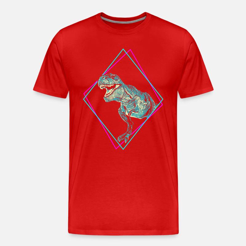 T-Rex Dinosaurier - Männer Premium Bio T-Shirt - Rot