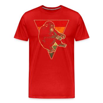 Schimpanse - Männer Premium Bio T-Shirt - Rot - Vorne - Damien (186cm)