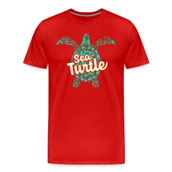 Sea turtle - Men's Premium Organic T-Shirt - red - Front - Damien (186cm)