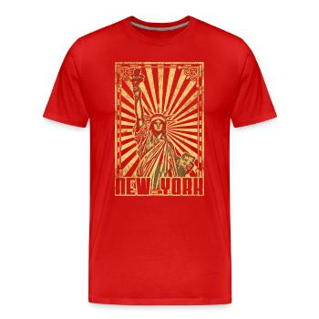 New York Freiheitsstatue - Männer Premium Bio T-Shirt - Rot - Vorne - Damien (186cm)