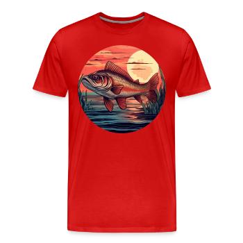 Trout at sunset Atmospheric design - Men's Premium Organic T-Shirt - red - Front - Damien (186cm)