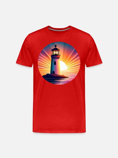 Lighthouse at sunset - Picturesque - Men's Premium Organic T-Shirt - red