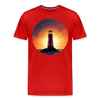 Lighthouse at sunset Romantic - Men's Premium Organic T-Shirt - red - Front - Damien (186cm)
