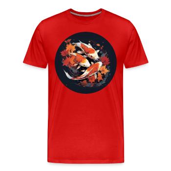Koi-Karpfen bei Mitternacht: Nachtteich Magie - Männer Premium Bio T-Shirt - Rot - Vorne - Damien (186cm)