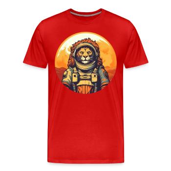 Löwe im Weltraum - Männer Premium Bio T-Shirt - Rot - Vorne - Damien (186cm)