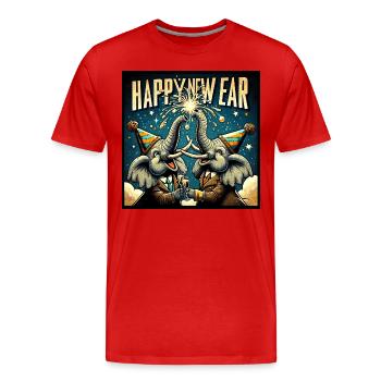 Réveillon du Nouvel An éléphant Bump - T-shirt bio Premium Homme - rouge - Devant - Damien (186cm)
