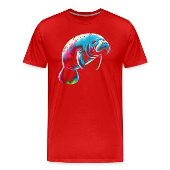 Seekuh Manatee - Männer Premium Bio T-Shirt - Rot - Vorne - Damien (186cm)