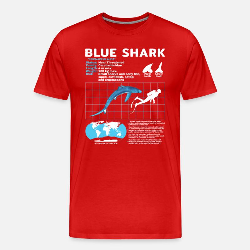 Blauhai Datenblatt Fact Sheet - Männer Premium Bio T-Shirt - Rot