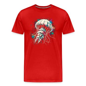 Méduse - T-shirt bio Premium Homme - rouge - Devant - Damien (186cm)