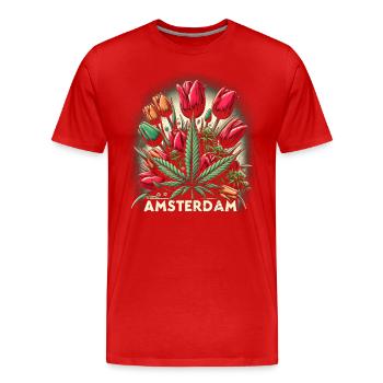Amsterdam Holland Tulpe Hanf Cannabis - Männer Premium Bio T-Shirt - Rot - Vorne - Damien (186cm)