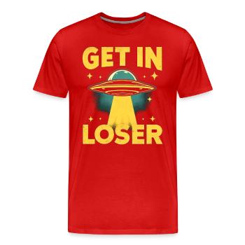 Entrez dans un perdant - Funny Alien Ufo - T-shirt bio Premium Homme - rouge - Devant - Damien (186cm)