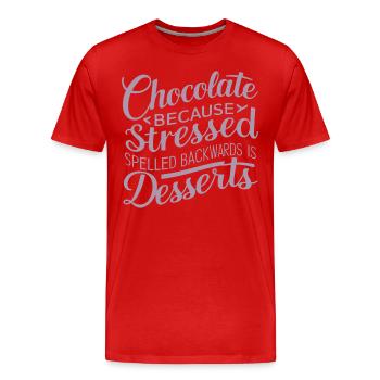 Desserts au chocolat Stress Citation de dessert drôle - T-shirt bio Premium Homme - rouge - Devant - Damien (186cm)