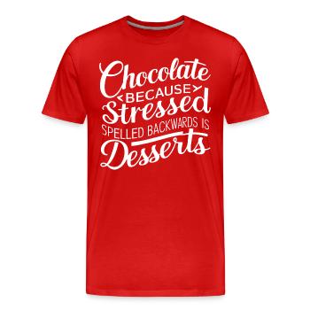 Desserts au chocolat Stress Citation de dessert drôle - T-shirt bio Premium Homme - rouge - Devant - Damien (186cm)