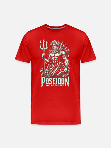 Poseidon - Gott der Meere - Männer Premium Bio T-Shirt - Rot