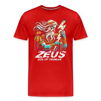 Zeus Greek god of thunder - Men's Premium Organic T-Shirt - red - Front - Damien (186cm)