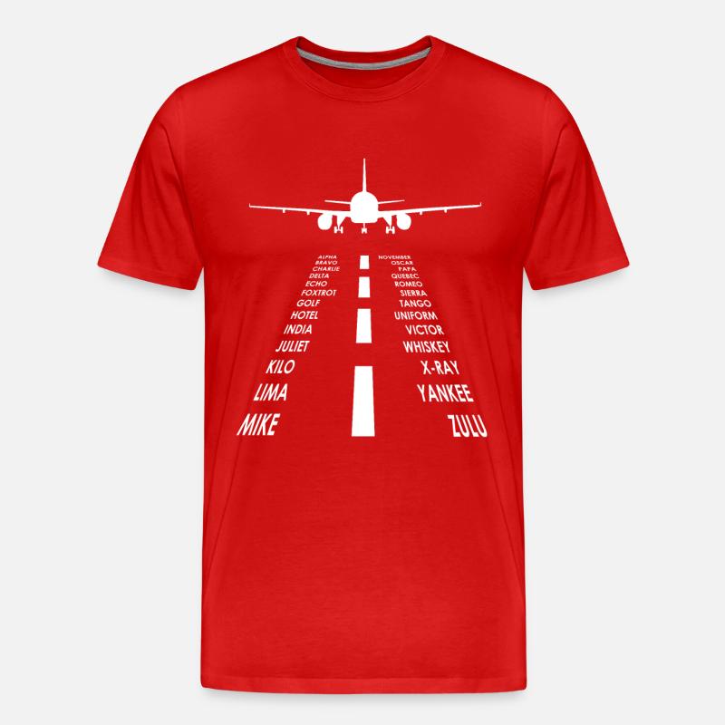 Flugzeug / Landebahn Piloten Alphabet / Hobbypilot - Männer Premium Bio T-Shirt - Rot