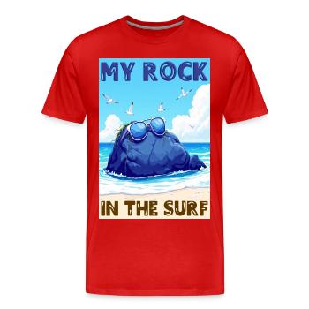 Mon rocher dans les vagues - T-shirt bio Premium Homme - rouge - Devant - Damien (186cm)