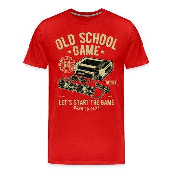 Old School Game Videogame Gaming Retro Vintage - Men's Premium Organic T-Shirt - red - Front - Damien (186cm)