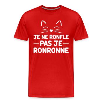 Je Ne Ronfle Pas Je Ronronne - T-shirt bio Premium Homme - rouge - Devant - Damien (186cm)