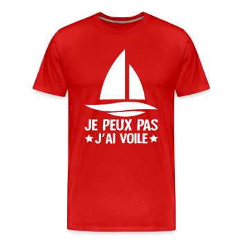Je Peux Pas J'ai Voile - T-shirt bio Premium Homme - rouge - Devant - Damien (186cm)