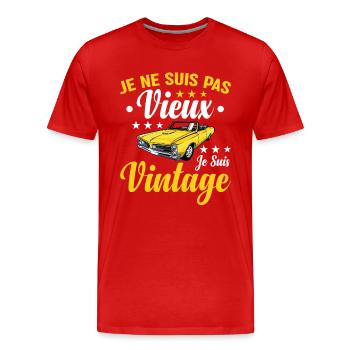 Je Suis Pas Vieux Je Suis Vintage - T-shirt bio Premium Homme - rouge - Devant - Damien (186cm)