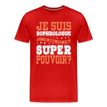 Je Suis Sophrologue Quel Est Ton Super Pouvoir - T-shirt bio Premium Homme - rouge - Devant - Damien (186cm)
