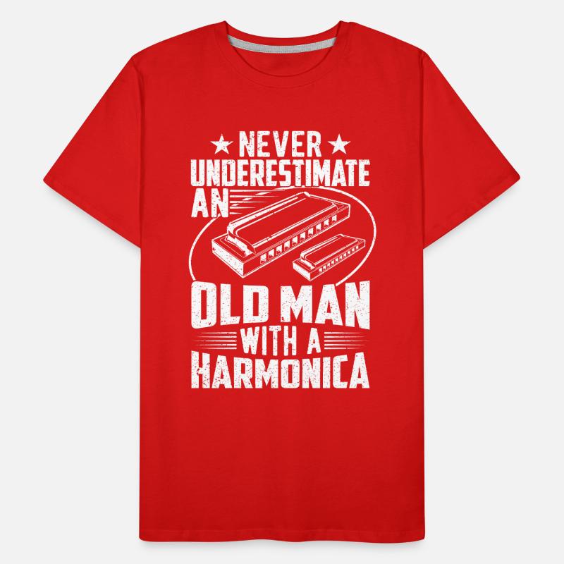 Old Man With A Harmonica Men's Premium Organic T-Shirt