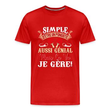 Je Suis Un Pongiste Génial - T-shirt bio Premium Homme - rouge - Devant - Damien (186cm)