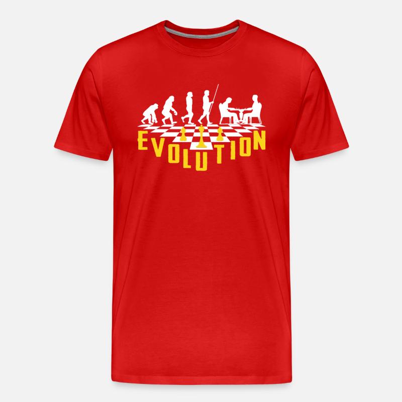 L'évolution Des Échecs - T-shirt bio Premium Homme - rouge
