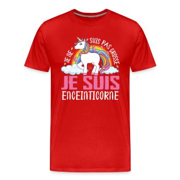Je Ne Suis Pas Grosse Je Suis Enceinticorne - T-shirt bio Premium Homme - rouge - Devant - Damien (186cm)