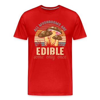 Champignon Cadeau Forêt Idée Cadeau Nature Automne - T-shirt bio Premium Homme - rouge - Devant - Damien (186cm)